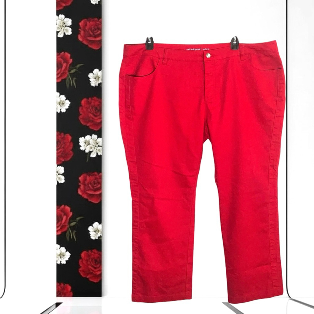 Liz Claiborne New York Jackie Red Stretchy Jeans Pants Women 22WP